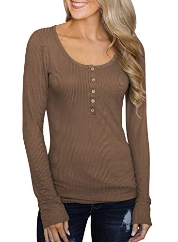 Product Cover MIHOLL Women's Long Sleeve T-Shirt Casual Slim Henley Shirts Tops