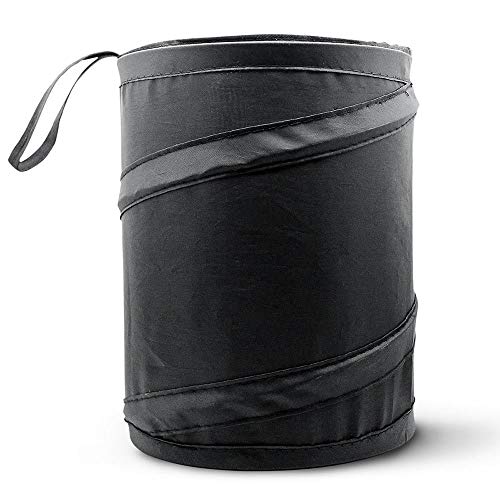 Product Cover STRIFF Collapsible multipurpose Dustbin for car,home,office and bedroom Pop Up Oxford Cloth Trash Bin/basket Foldable Waste Garbage Container Rubbish Organizer with Adjustable Hanging Strap (Black, 1pc)