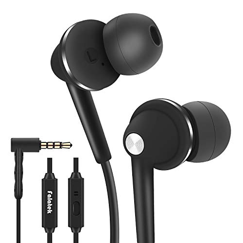 Product Cover FALATEK Chloeinear Earbuds with Mic, Noise Isolating, Bass Driven, in Ear Headphones, Tangle-Free, Replaceable Earbuds for iPhone, Android,MP3 Players,Tablets and All 3.5mm Audio Jack (Black)