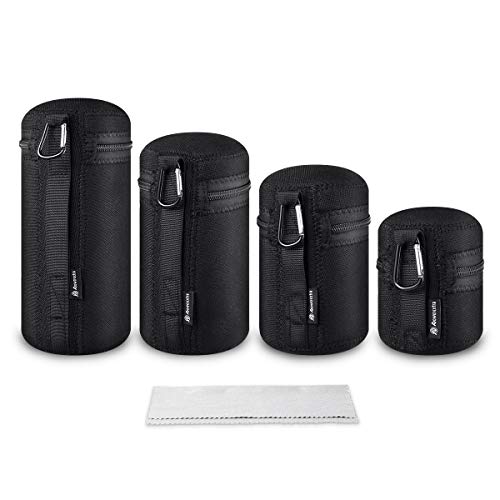 Product Cover Lens Case Pouch Bag for DSLR Camera Lens (Fit for Canon, Nikon, Sony, Olympus, Panasonic) 4 Pack