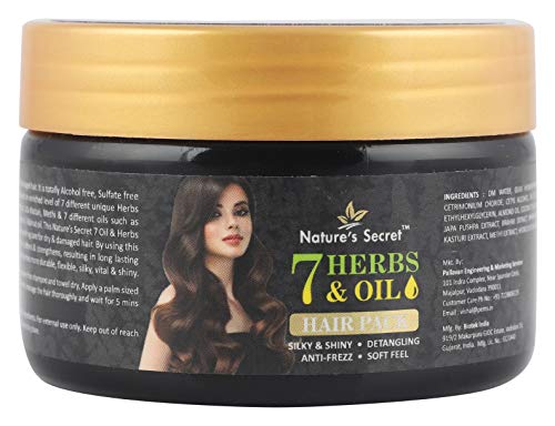 Product Cover Nature's Secret 7 oil 7 herbs hair pack for Deep Conditioning, Hydration, hair fall control and Healthier Looking Hair (140 gm/ 5.5 oz, 7oil 7 herbs)