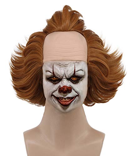 Product Cover Karlery Short Fluffy Brown Curly Horror Pennywise Wig Halloween Cosplay Wig Costume Anime Wig
