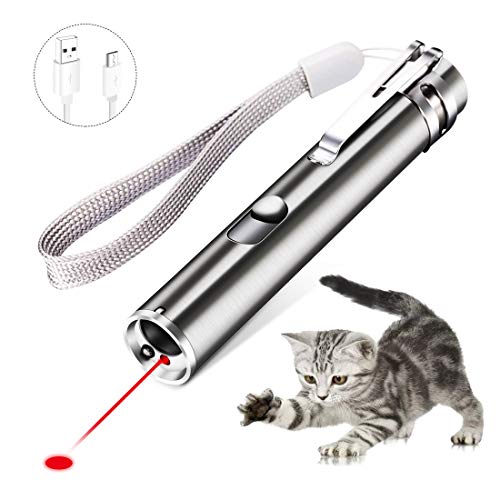 Product Cover Meilostk Cat Interactive Toy Wand, USB Rechargeable Training Tool with Moon White Led Flashlight and UV Light for Cats and Dogs