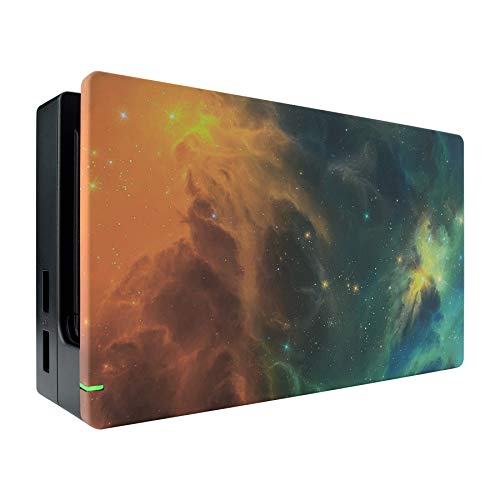 Product Cover eXtremeRate Custom Soft Touch Grip Faceplate for Nintendo Switch Dock, Orange Star Universe Patterned DIY Replacement Housing Shell for Nintendo Switch Dock - Dock NOT Included