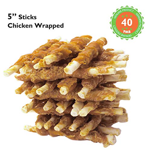 Product Cover MON2SUN Dog Rawhide Twist Chicken Hide Sticks 5 Inch for Puppy and Small Dogs (5 inch (40Count))