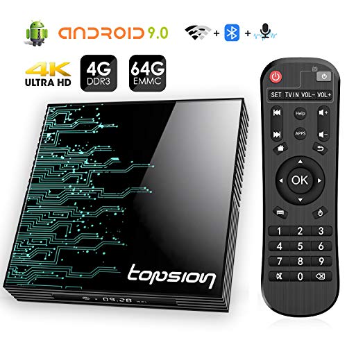 Product Cover Android 9.0 TV Box 4GB RAM 64GB ROM, Topsion TP01 Android TV Box RK3318 Quad-Core 64Bits Dual WiFi 2.4G/5G Bluetooth 3D 4K Ultra HD H.265 USB 3.0 BT 4.0 Smart TV Box