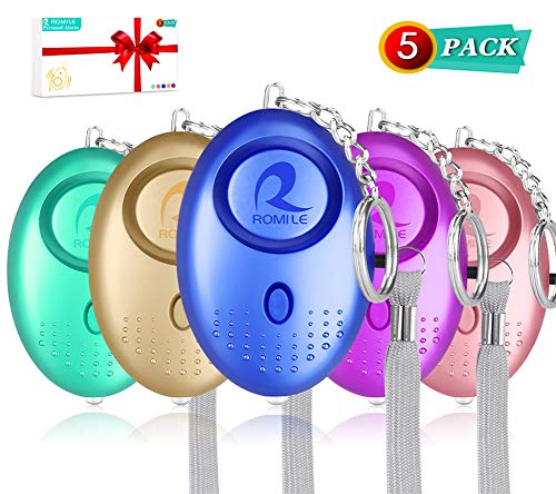 Product Cover ROMILE Safe Sound Personal Alarm - 5 Pack【Siren Song】 140DB Reusable Security Alarms Keychain with LED Light, Emergency Safety Alarm for Women Girls Kids and Elderly