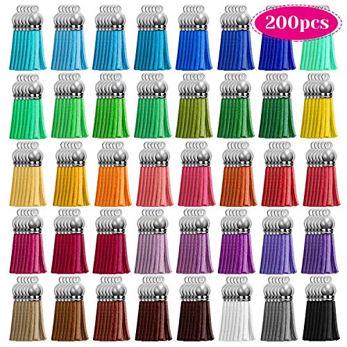 Product Cover Tassels, Cridoz 200pcs Leather Keychain Tassels Bulk for Crafts, Keychains Supplies, Acrylic Keychain Blanks, Charms, Earrings, Bracelets and Jewelry Making (40 Colors)