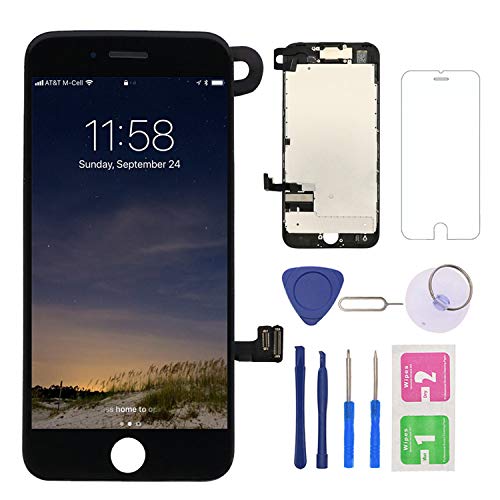 Product Cover Screen Replacement for iPhone 7 Black, LCD Display and Touch Screen Digitizer Replacement with Repair Tools and Screen Protector with A1660 A1779 A1778 All Version