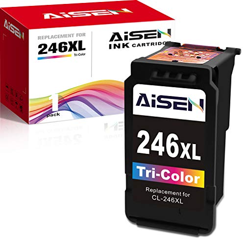 Product Cover AISEN Remanufactured Canon Ink Cartridges 246 Replacement for Canon CL-246XL CL-244 Used in MX492 MX490 TS3120 TS302 TS202 TR4520 MG2920 MG2520 MG2522 (1 Tri-Color)