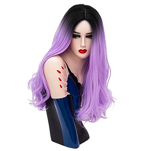 Product Cover Mildiso Lavender Purple Wigs for Women Long Wavy Hair Wigs Fashion Synthetic Wigs for Party Halloween M087F
