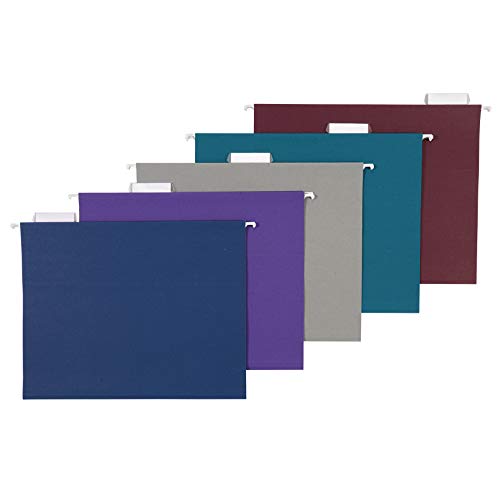 Product Cover AmazonBasics Hanging Folders, Letter Size, Jewel-Tone Colors, 25 Per Box