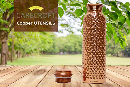 Product Cover CARECROFT Copper Leak Proof Punch Hammered Design Water Bottle, 1 L