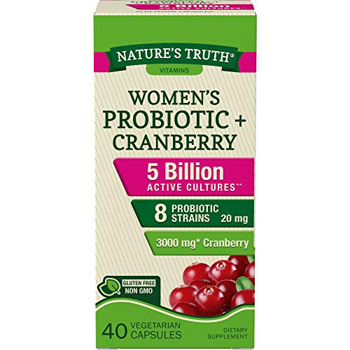 Product Cover Probiotics for Women | 5 Billion Active Cultures | 40 Vegetarian Capsules | with Cranberry | Non-GMO, Gluten Free | by Natures Truth