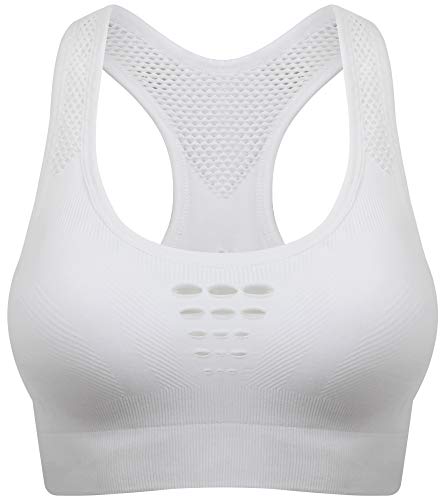Product Cover Racerback Sports Bras for Women High Impact Support for Yoga Gym Workout Fitness Activewear White X-Large