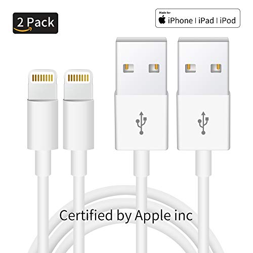 Product Cover 2Pack Apple Original [Apple MFi Certified] Charger Lightning to USB Cable Compatible iPhone X/8/7/6s/6/plus/5s/5c/SE,iPad Pro/Air/Mini,iPod Touch(White 1M/3.3FT) Original Certified
