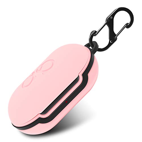 Product Cover MENEEA Silicone Case Cover for Galaxy Buds 2019, Full Body Protections with Carabiner, Anti-Lost & Shockproof Soft Skin for Samsung Galaxy Buds, Support Wireless Charging (Pink)