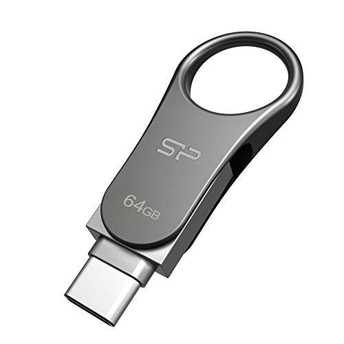 Product Cover Silicon Power 64GB USB-C Type C USB 3.0/3.1 Gen 1 Dual Flash Drive, Mobile C80