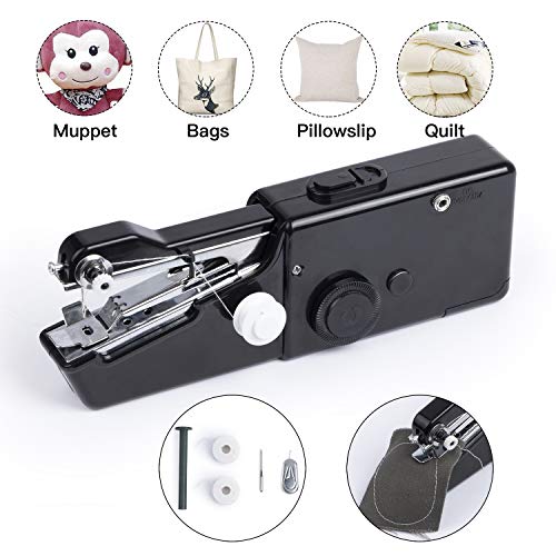 Product Cover Handheld Sewing Machine Portable Hand Sewing Machine FineWish Cordless Stitching Machine Mini Stitch Craft Machine DIY Home Travel for Fabric Clothing Kids Cloth Pet Clothes (Battery Not Included)