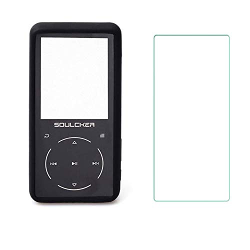 Product Cover Esimen Premium Silicone Case for Soulcker MP3 Player Tempered Glass Screen Film Screen Protector Cover Travel Carry Pouch Sleeve (Black)