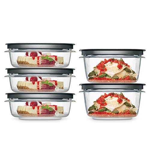 Product Cover Rubbermaid 2108396 Meal Prep Premier Food Storage Container, 10 Piece Set, Grey