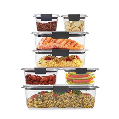Product Cover Rubbermaid 2108377 Brilliance Storage 14-Piece Plastic Lids | BPA Free, Leak Proof Food Container, Clear