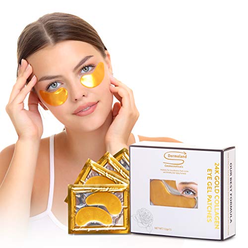 Product Cover Under Eye Patches- Eye Masks for puffy eyes, dark circles - under eye gel Pads with hyaluronic acid -Collagen Serum for undereye Bags Treatment,Gold Anti Wrinkle pad,Natural Hydrogel sheet 15 pairs