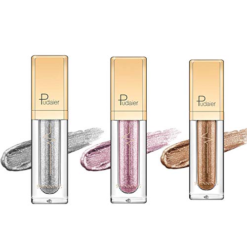 Product Cover Liquid Eyeshadow 3 Colors Glitter Shimmer Eyeshadow Deep Stereoscopic Long Lasting Liquid Eyeshadow Set, Makeup Eyeshadow Liquid Set for Women Girl (Style A)