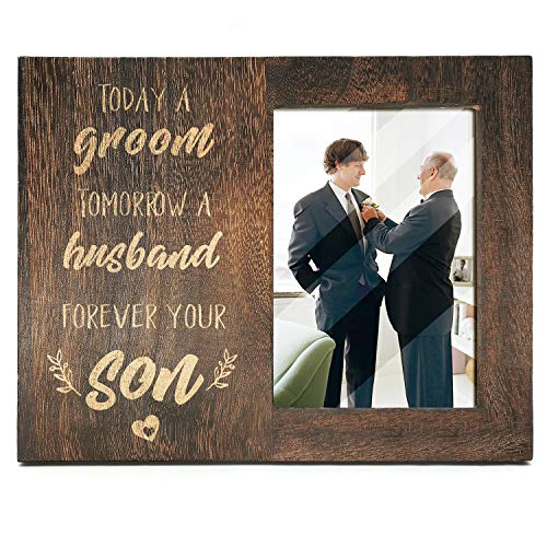 Product Cover Ku-dayi Mother Father of The Groom Gift, Today a Groom, Tomorrow a Husband, Forever Your Son, Groom Mom and Dad Picture Photo Frame