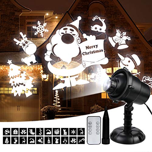 Product Cover Popular Christmas Light Projector, LED Waterproof Landscape Spotlight 20 Patterns Christmas Decorative Projector Lights with RF Wireless Remote, Perfect for Indoor Outdoor Garden Patio Festival Party