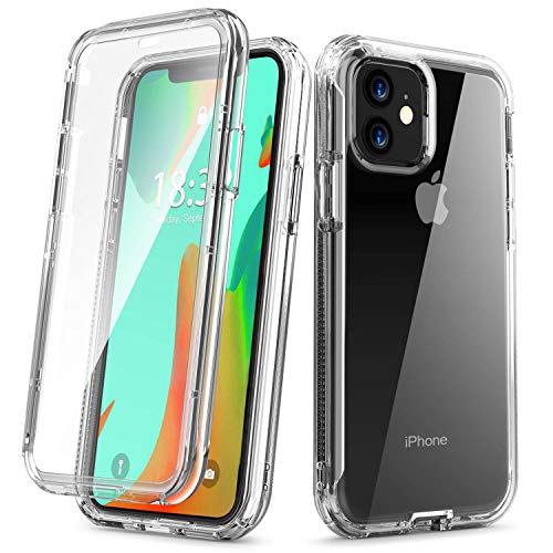 Product Cover Vooii iPhone 11 Case, [Built in Screen Protector] Slim Anti-Scratch Full-Body Shockproof Dual Layer Protective Transparency Soft TPU Cover Case for iPhone 11 6.1 inch,Clear
