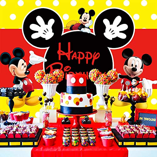 Product Cover Mickey Mouse Backdrop | 1st Birthday | Party Supplies | for Girl | Boy | Photography Banner Decorations