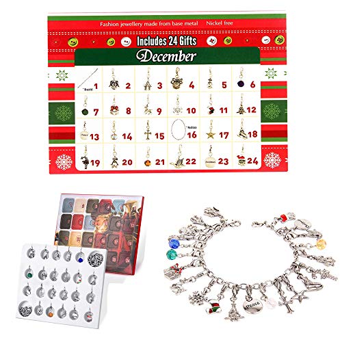 Product Cover Christmas Advent Calendar 2019 Jewelry DIY Bracelet Necklace Set Fashion Christmas Countdown Advent Calendars 24 Xmas Gifts for Girls Daughter Present