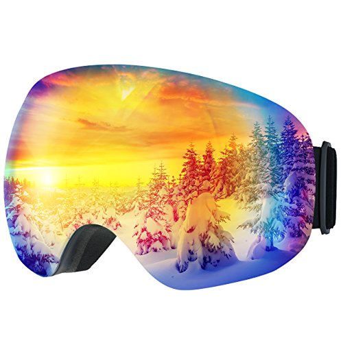 Product Cover OMORC Ski Goggles,Large Spherical & Interchangeable Lens Ski Snow Goggles,Italy Imported Dual Layer Anti-fog Lenses,Two-way Ventilation System,UV Protection,OTG&Helmet Compatible for Men Women Skiing