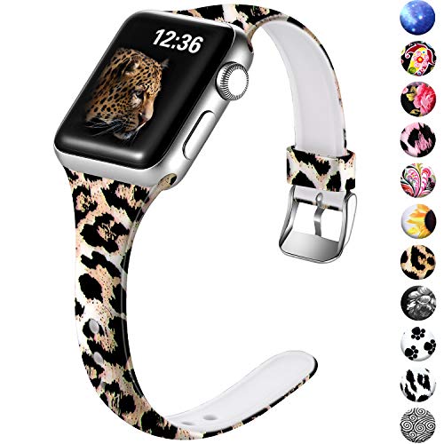 Product Cover Laffav Compatible with Apple Watch Band 40mm 38mm iWatch Series 5 4 3 2 1 for Women, S/M, Classic Leopard