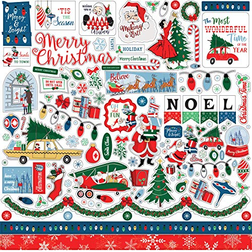 Product Cover Carta Bella Paper Company CBMC107014 Merry Christmas Element Sticker, red,Green, Navy, Blue
