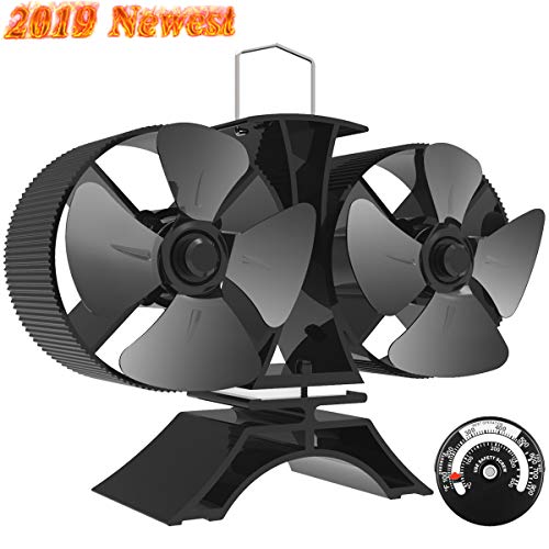 Product Cover Sonyabecca 8 Blade Stove Fan Heated Powered Stove Fans Fireplace Fan with Double Motor Magnetic Themometer for Fireplace Wood Burning Stove