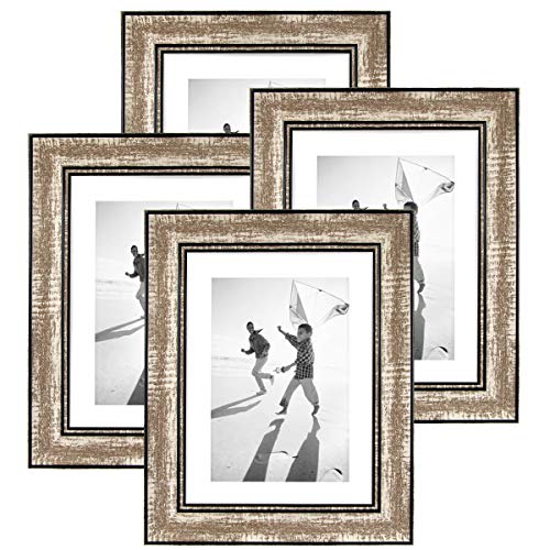 Product Cover NUOLAN 5x7 Picture Frame Farmhouse Rustic Brown Wood Pattern Photo Frames with Silica Glass for Tabletop or Wall Mounting,4 Pack (NL-WPC5x7-RB)