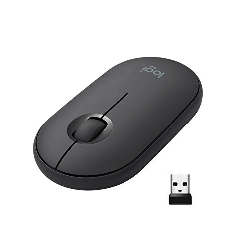 Product Cover Logitech Pebble M350 Wireless Mouse with Bluetooth or USB - Silent, Slim Computer Mouse with Quiet Click for Laptop, Notebook, PC and Mac - Graphite