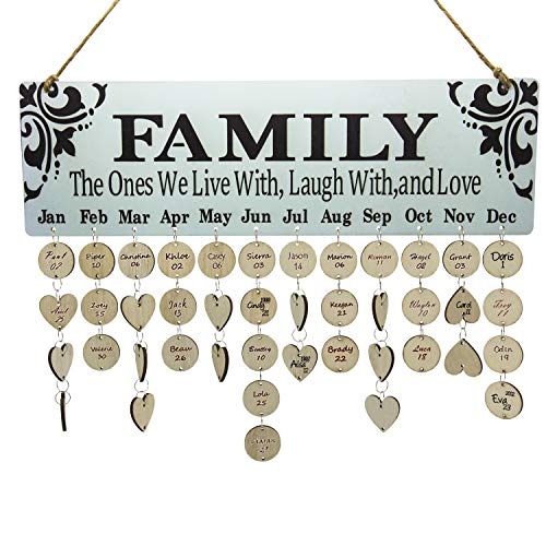Product Cover Family Birthday Board DIY Wooden Birthday Reminder Calendar Plaque for Home Decor Hanging Calendar with 100 Wood Discs