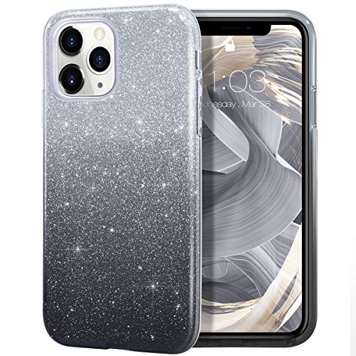Product Cover MILPROX iPhone 11 Pro Case, Bling Sparkly Glitter Luxury Shiny Spark Shell, Protective 3 Layer Hybrid Anti-Slick Slim Soft Cover for iPhone 11 Pro 5.8 inch (2019) -Black Gradient