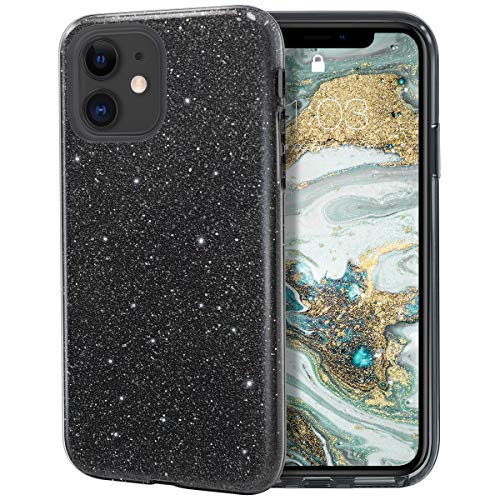 Product Cover MILPROX iPhone 11 Case, Bling Sparkly Glitter Luxury Shiny Sparker Shell, Protective 3 Layer Hybrid Anti-Slick Slim Soft Cover for iPhone 11 6.1 inch (2019)-Black
