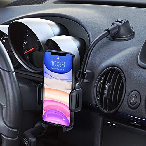 Product Cover Mpow Car Phone Mount, Dashboard Windshield Car Phone Holder with Long Arm, Strong Sticky Gel Suction Cup, Anti-Shake Stabilizer Compatible iPhone 11 Pro/Max/XS/XR/X/8/7, Galaxy, Moto and More