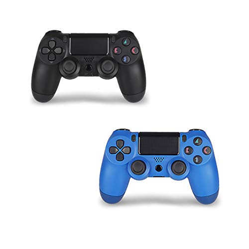 Product Cover 2 Pack Wireless Controller for PS4 Remote for Sony Playstation 4 with 2 Pack Charging Cable, Wave Blue + Jet Black