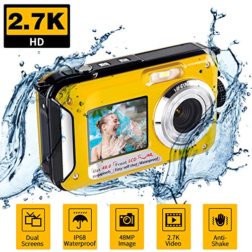 Product Cover Underwater Waterproof Digital Camera for Snorkeling FHD 2.7K 48MP Selfie Dual Screen Video Camcorder Point & Shoot Digital Camera