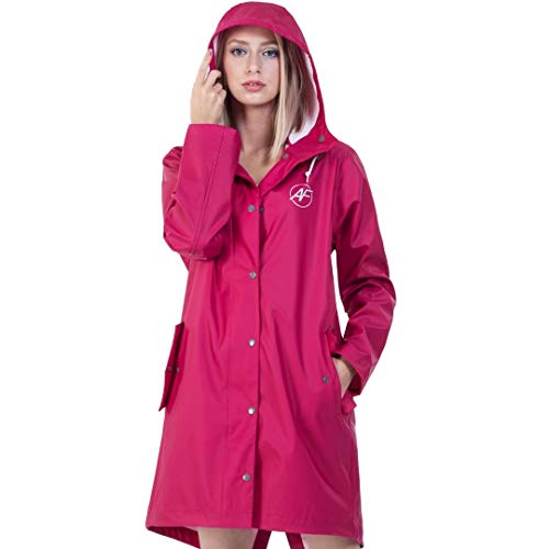 Product Cover Andes Forest Women's Raincoat with Hood Lightweight Windbreaker Rain Jackets Haute Red