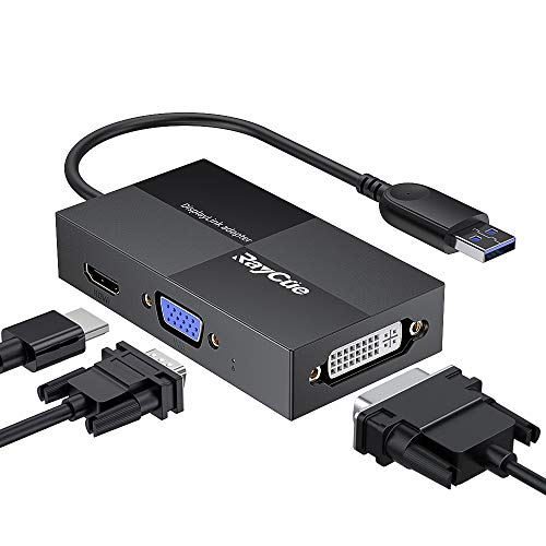 Product Cover USB to HDMI VGA DVI Adapter, USB3.0 Converter with 2K Full HD 2048x1152 for Multiple Monitors, Compatible with Windows 7/8/10, Mac OS X, etc