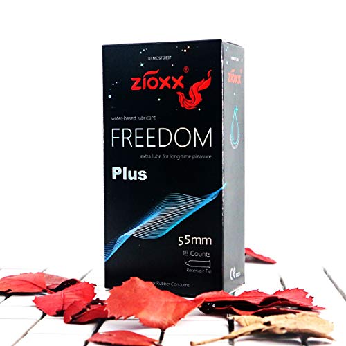 Product Cover ZIOXX Freedom Plus Condoms, Thinner Yet Strong Water Based Lubricated Latex Condom 18ct