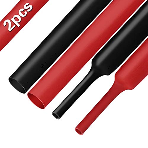Product Cover XHF 2 Pcs 5/8 Inch (15mm) 3:1 Waterproof Heat Shrink Tubing Marine Grade Adhesive Lined Heat Shrink Tube, Insulation Sealing Oil-Proof 4 Ft Black&Red
