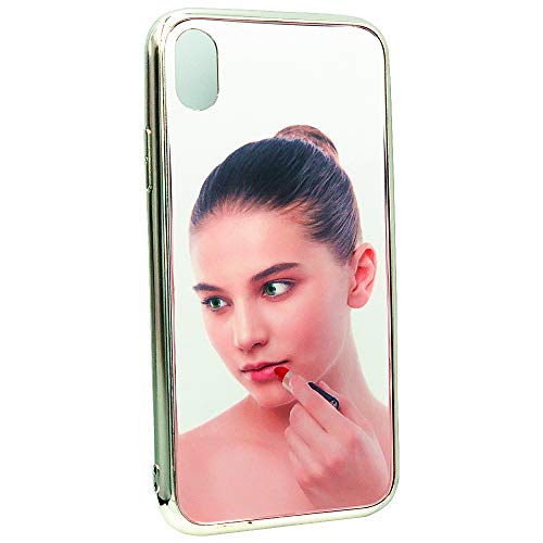 Product Cover Real Mirror Case Luxury Clear Back Mirror Shock-Absorption Bumper Case Anti-Scratch Bright Reflection Gold Plated TPU Frame Protective Case Cover for Apple iPhone X/Xs